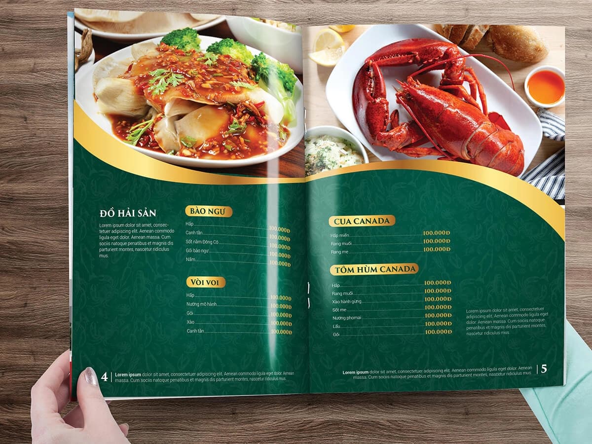 Đặc điểm nổi bật của menu nhà hàng 5 sao